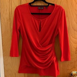 Zara Vibrant Red Draped Women's Blouse
